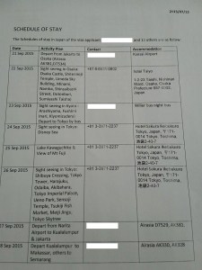 ITINERARY